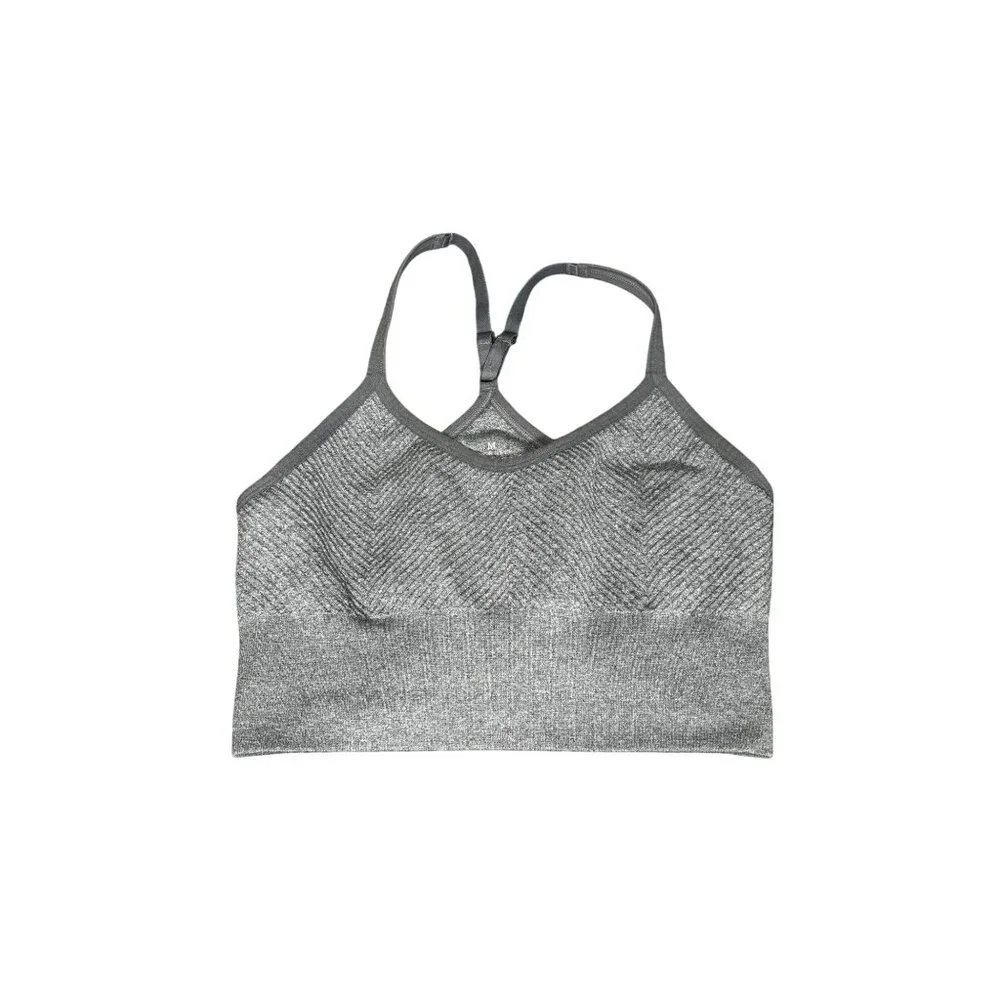 Seamless Gray Racerback Sports Bra Adjustable Straps M  Activewear Or Casual Use